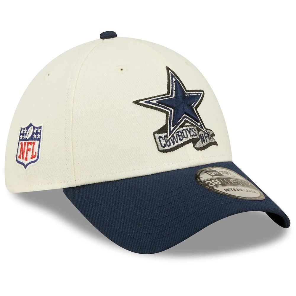 New Era Dallas Cowboys Hat Navy Cream 39THIRTY Stretch Fit NFL Cap Size S/M